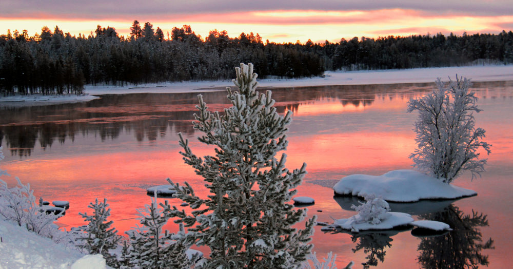 Verschneite Landschaft in Finnisch-Lappland