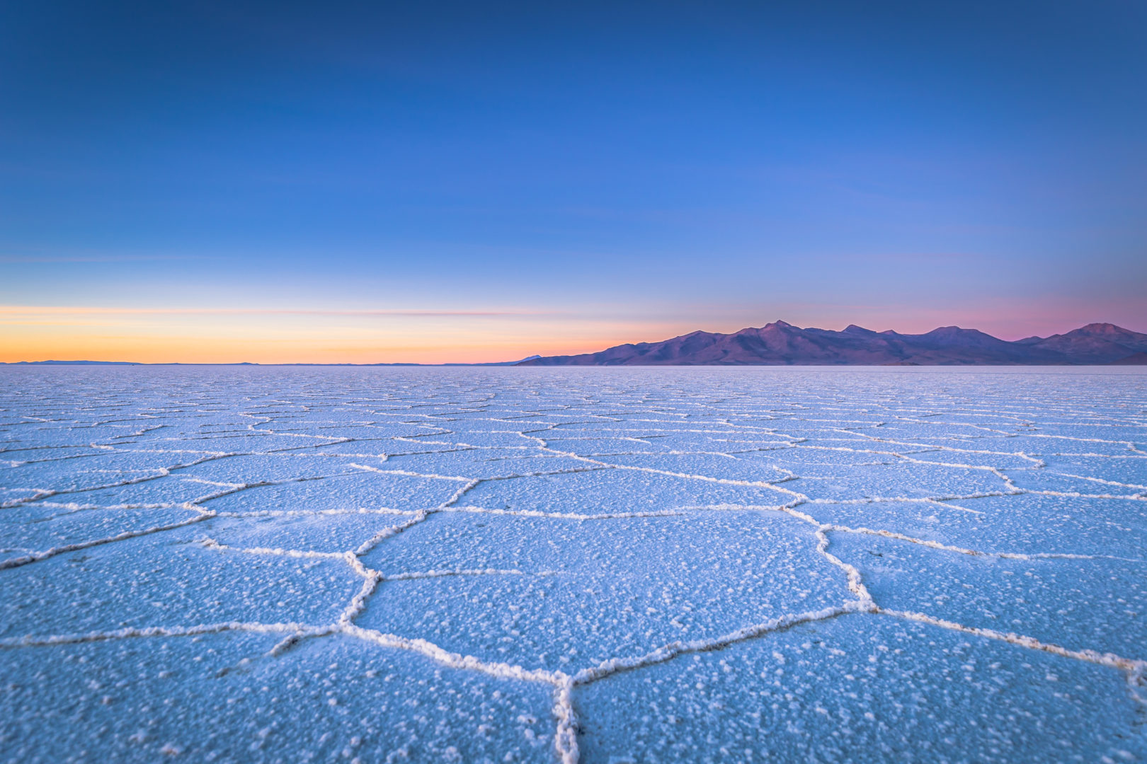 Salinen von Uyuni bei Sonnenaufgang