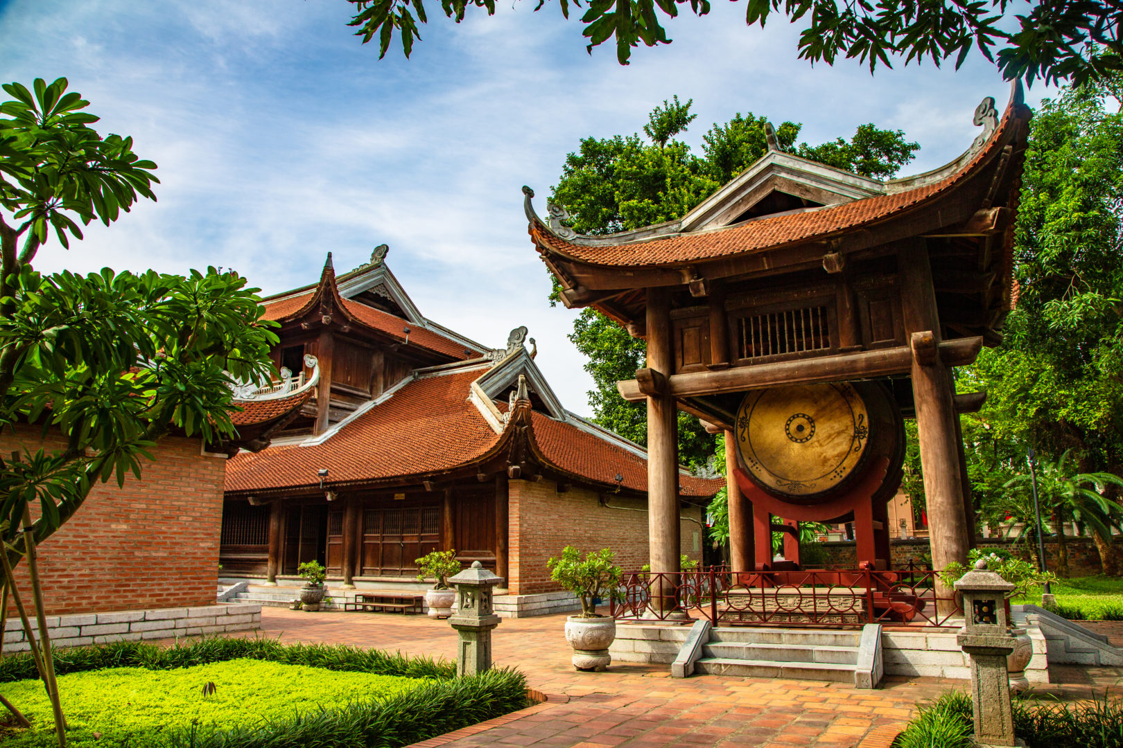 Trommeltour durch den Literaturtempel, hanoi, Vietnam