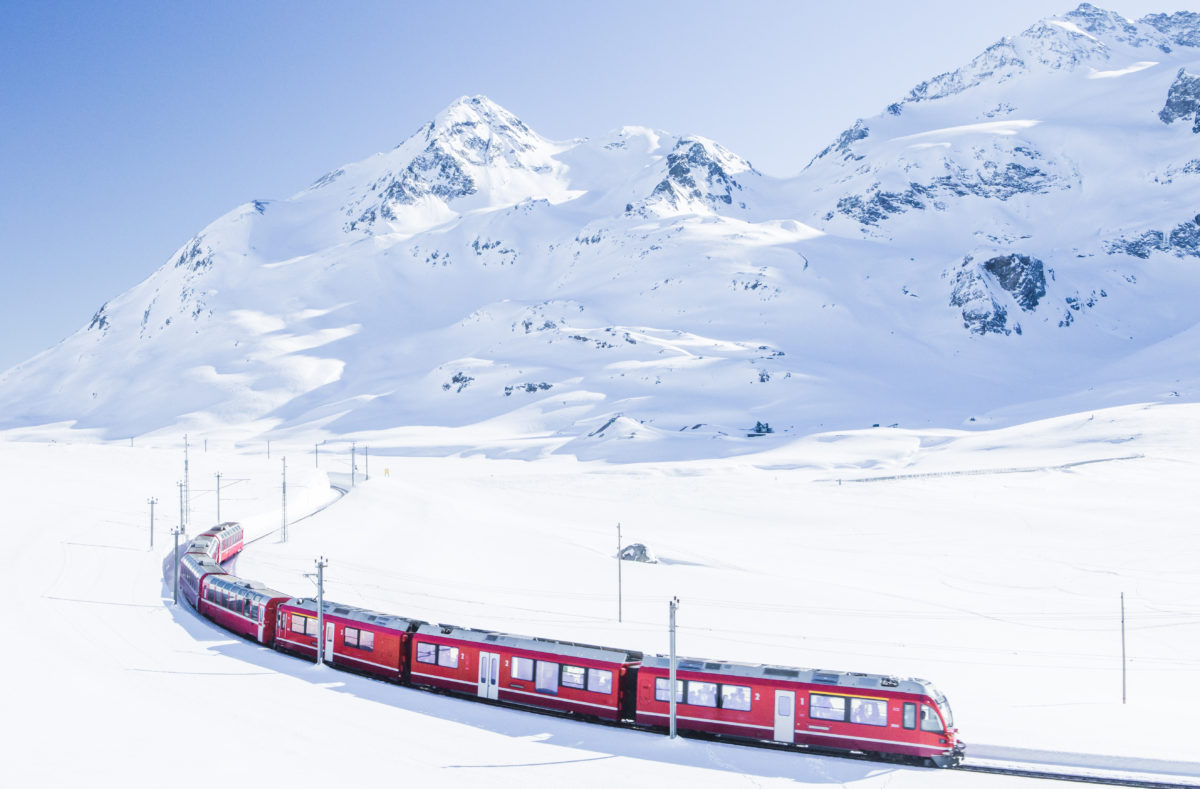 Bernina Express im Winter, Schweiz