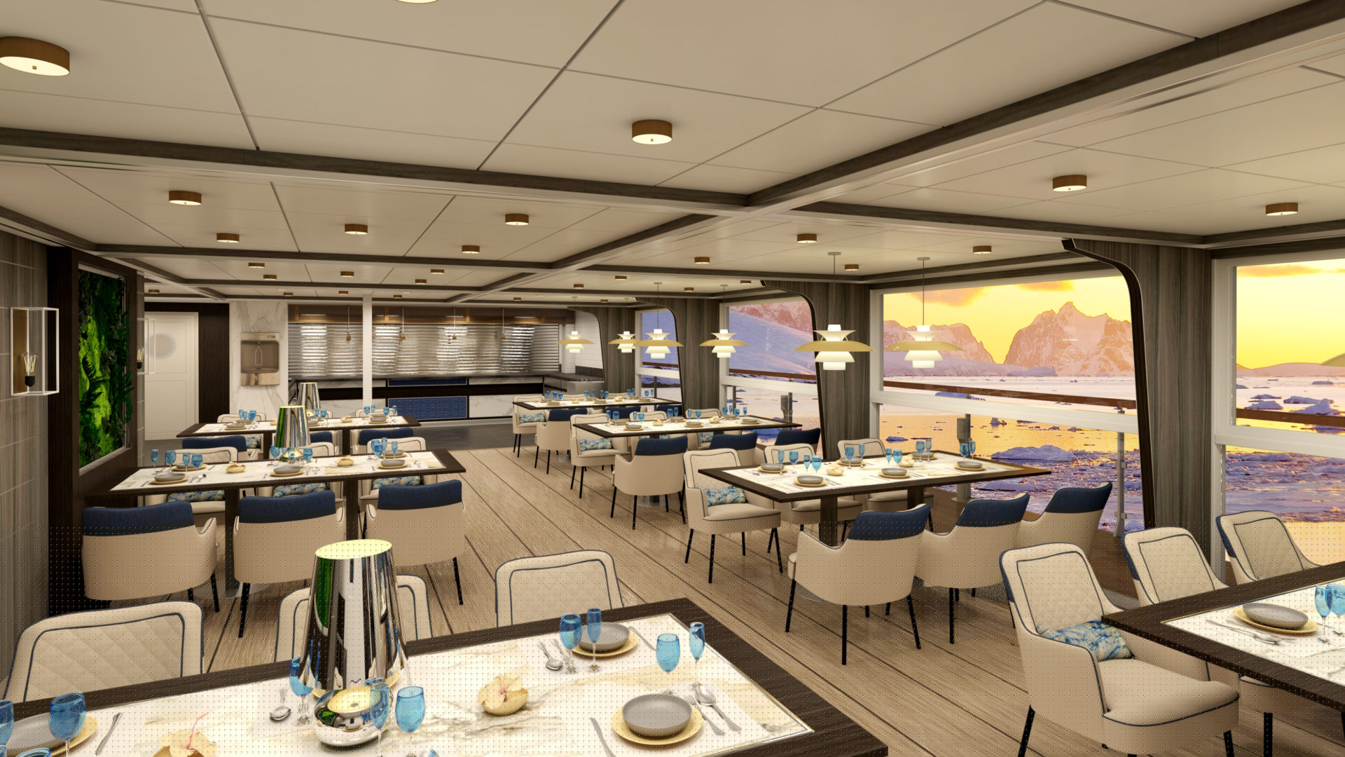 Panorama vom Restaurant der Albatros, Expeditionskreuzfahrt nach Spitzbergen