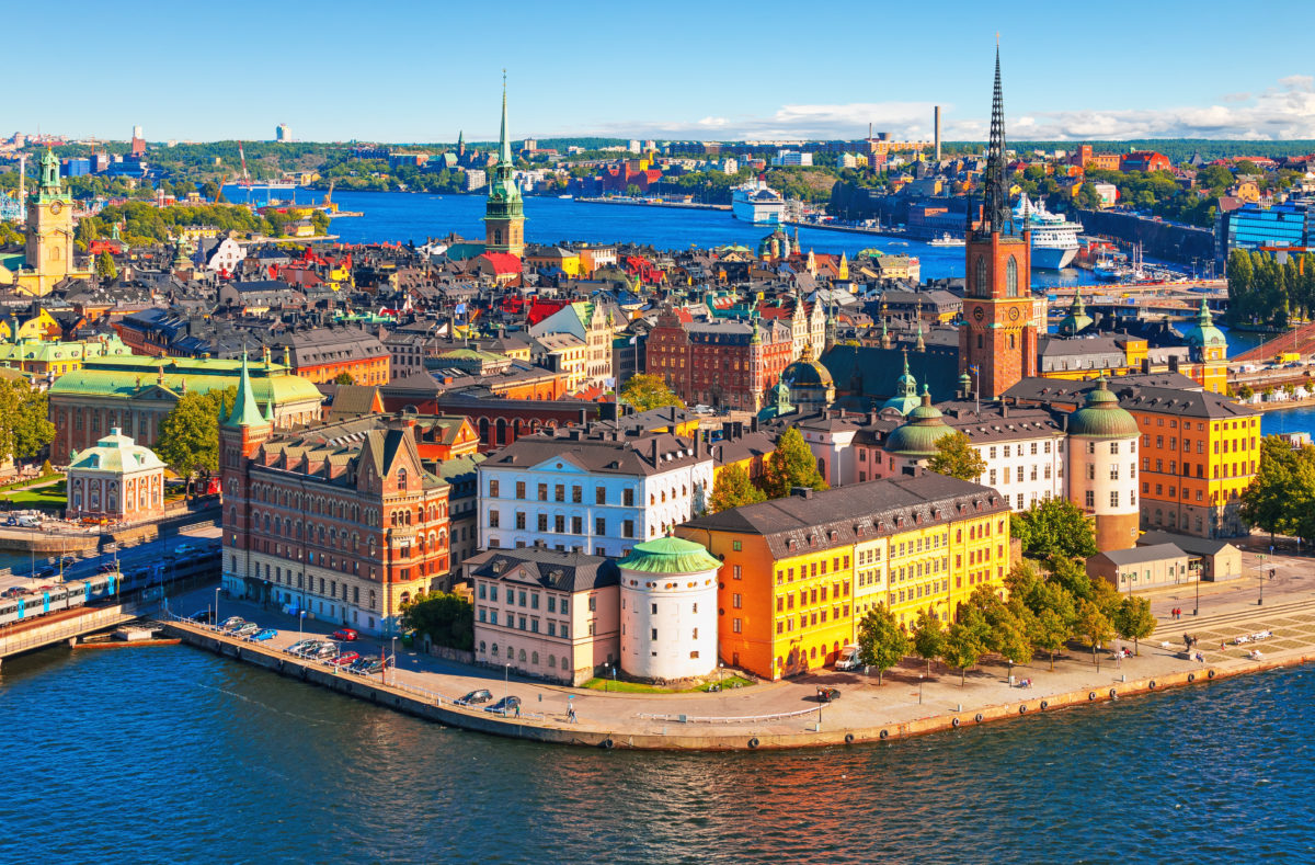 Panoramablick auf die Altstadt von Stockholm, Schweden