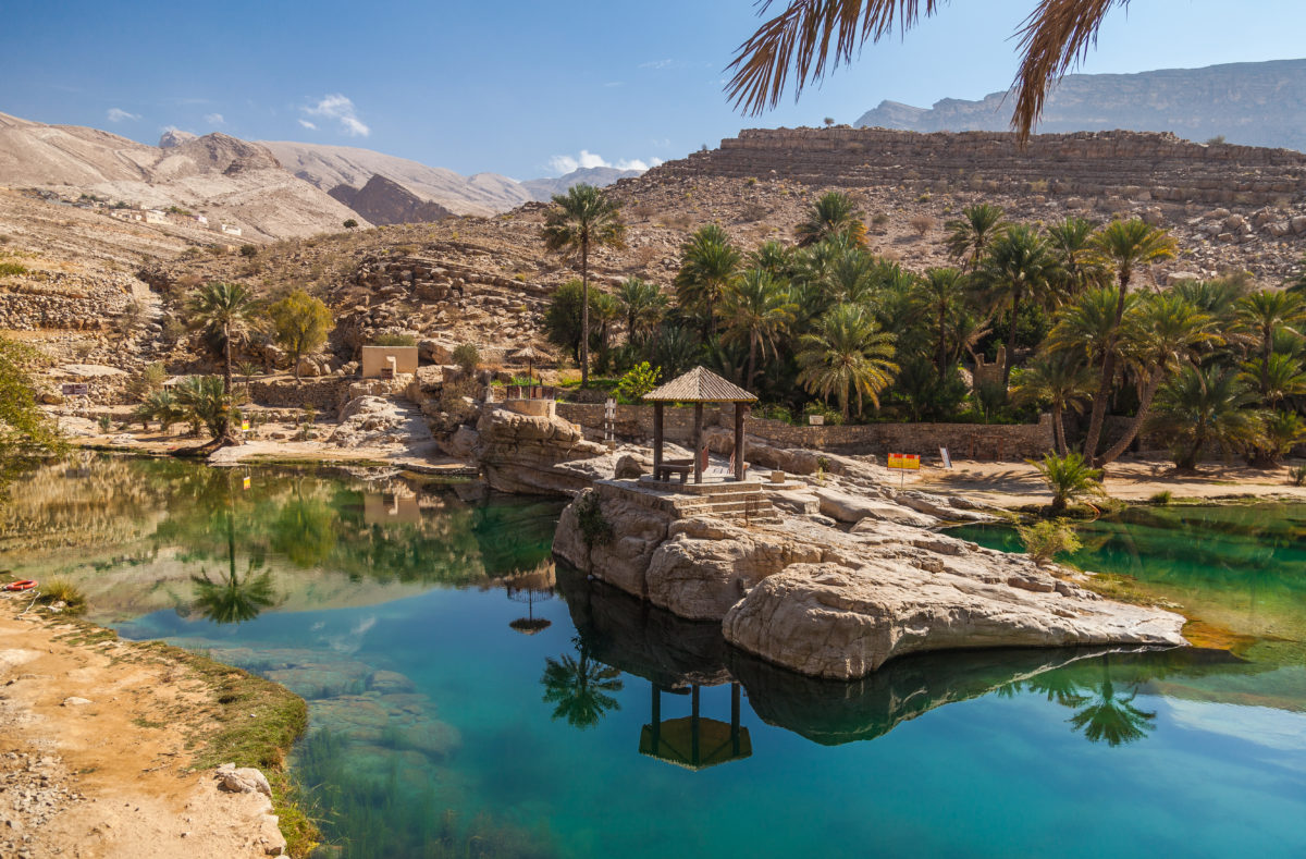 Oase im Wadi Bani Khalid in Oman