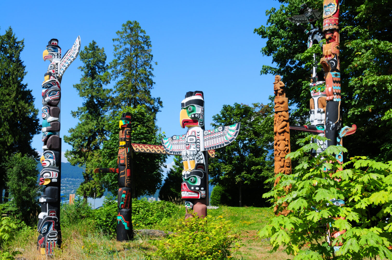 Totem im Stanley Park in Vancouver, Westkanada