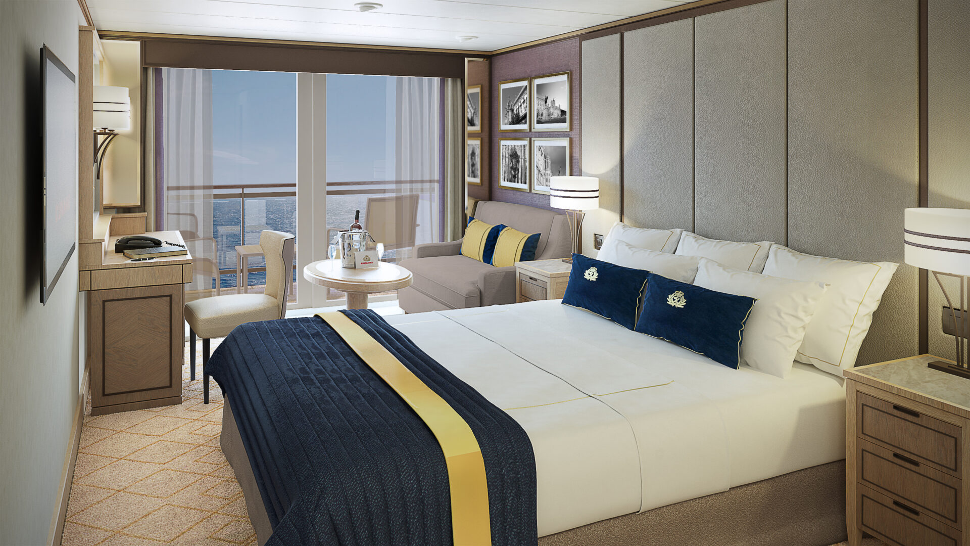 Club-Kabine mit Balkon auf der Queen Mary 2