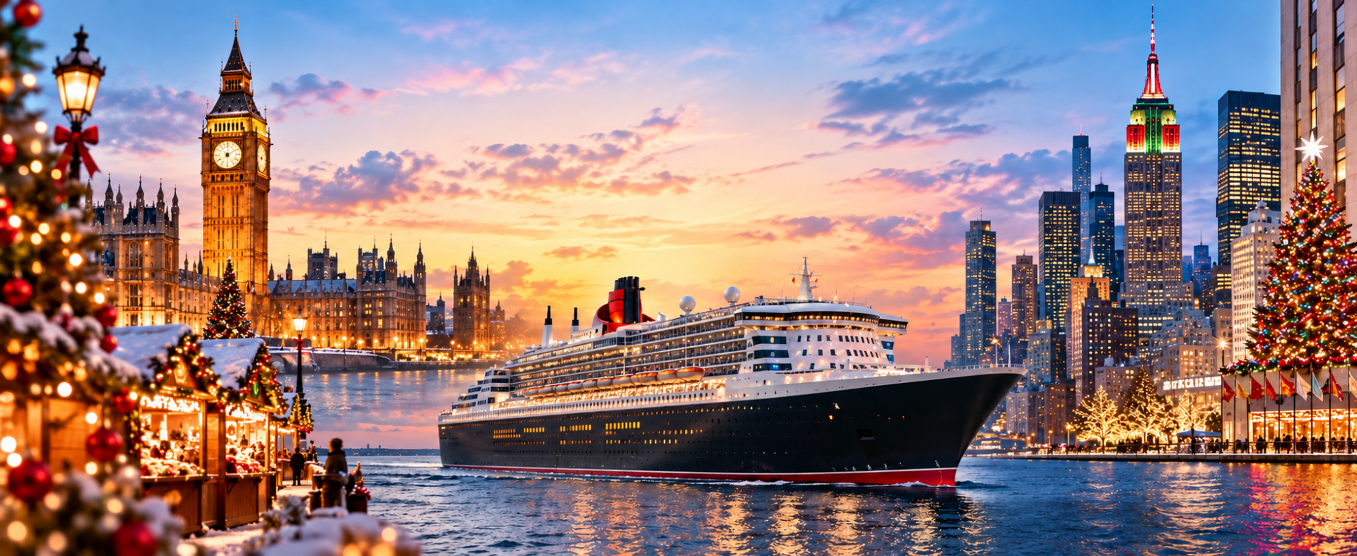 Weihnachtskreuzfahrt mit der Queen Mary 2 von London nach New York